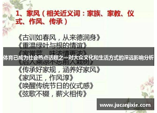 体育已成为社会热点话题之一对大众文化和生活方式的深远影响分析